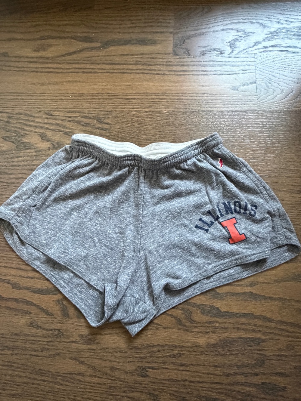 League Women's Grey Athletic Shorts with Orange 'I' Accent